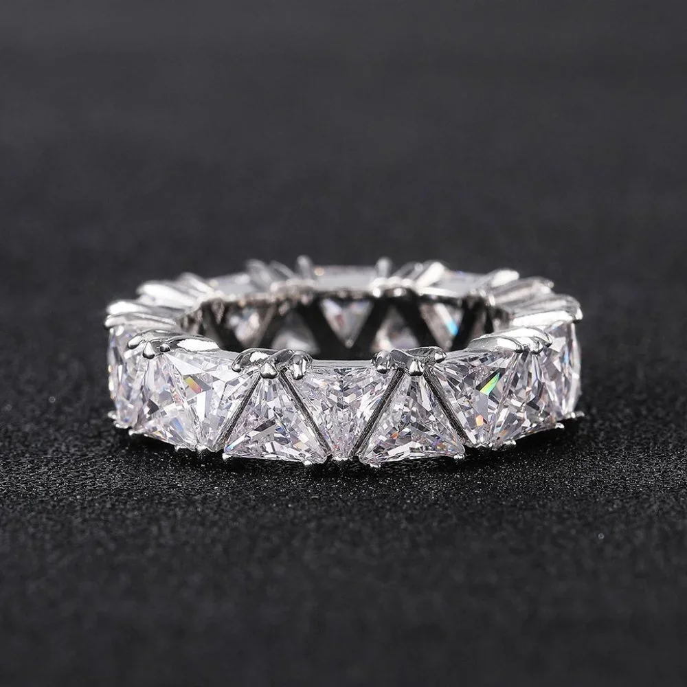 😍Shiny Triangle CZ Silver Plated Trendy Eternity Ring for Women, L211